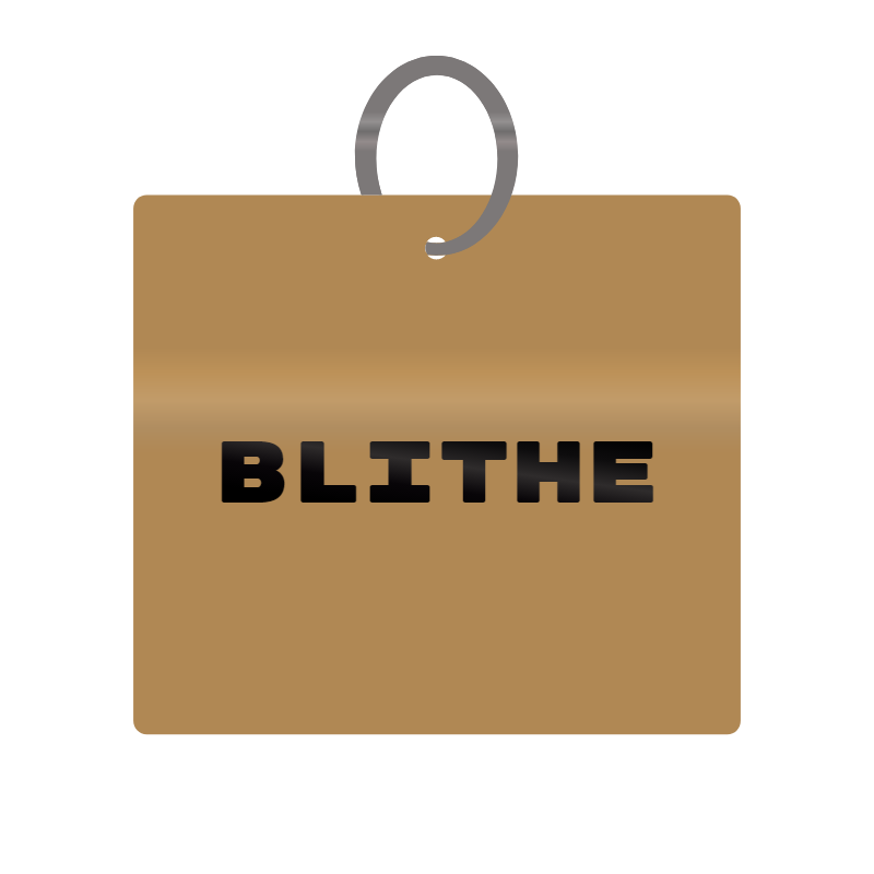 Blithe Engraved on Keychain in MDF 4cm x 4cm x 3mm