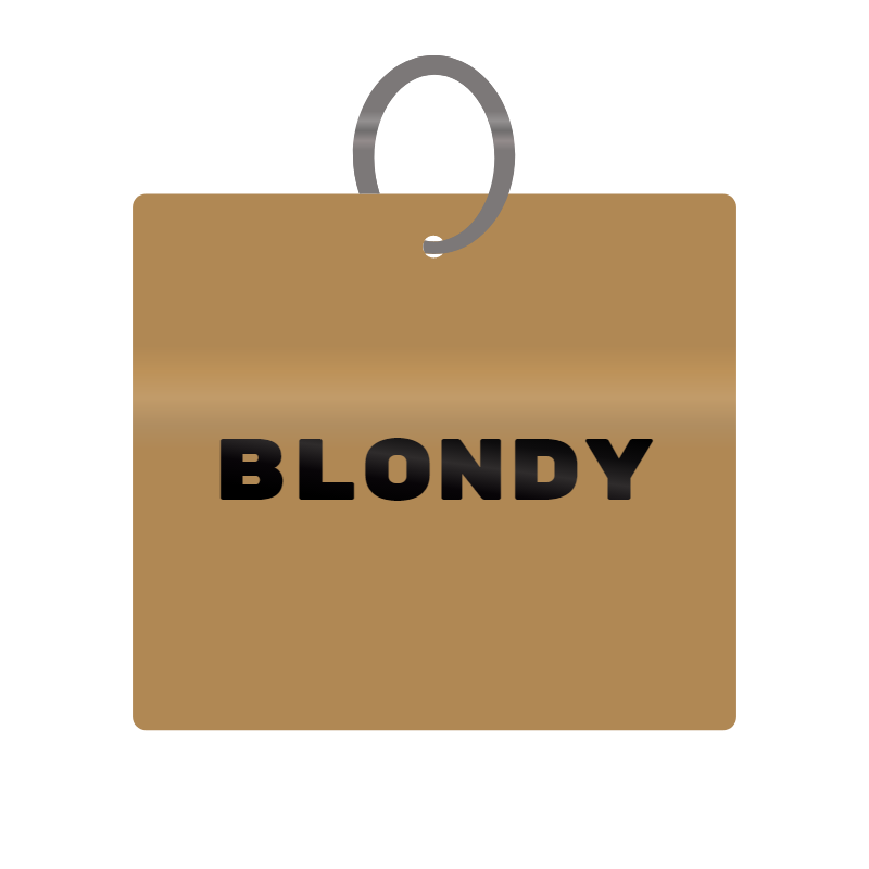 Blondy Engraved on Keychain in MDF 4cm x 4cm x 3mm