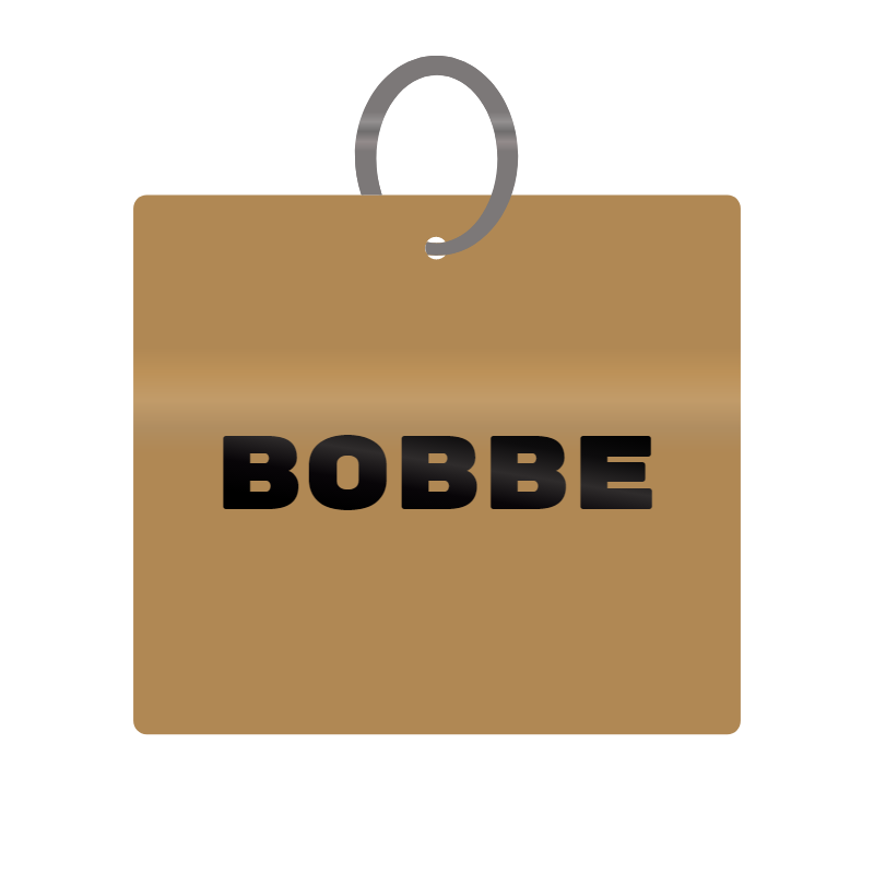 Bobbe Engraved on Keychain in MDF 4cm x 4cm x 3mm