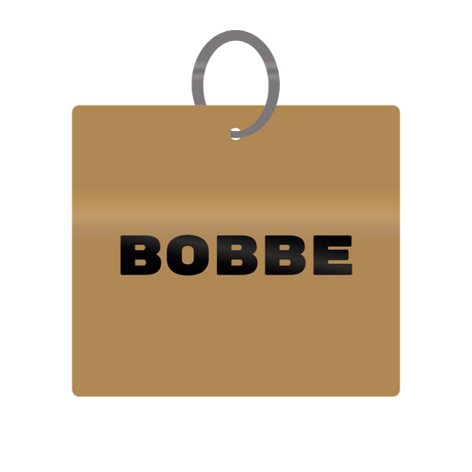 Bobbe Engraved on Keychain in MDF 4cm x 4cm x 3mm