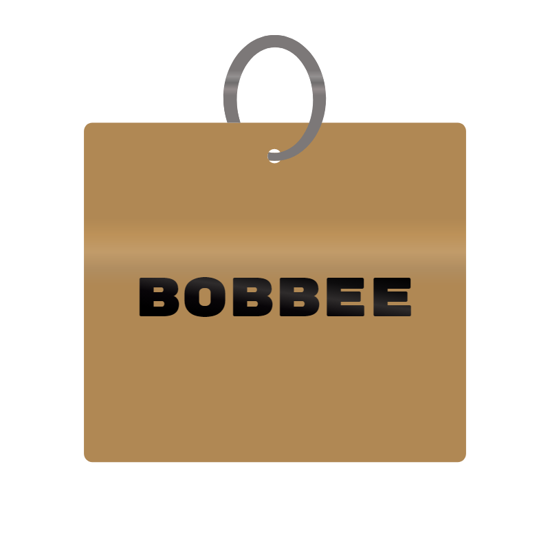 Bobbee Engraved on Keychain in MDF 4cm x 4cm x 3mm