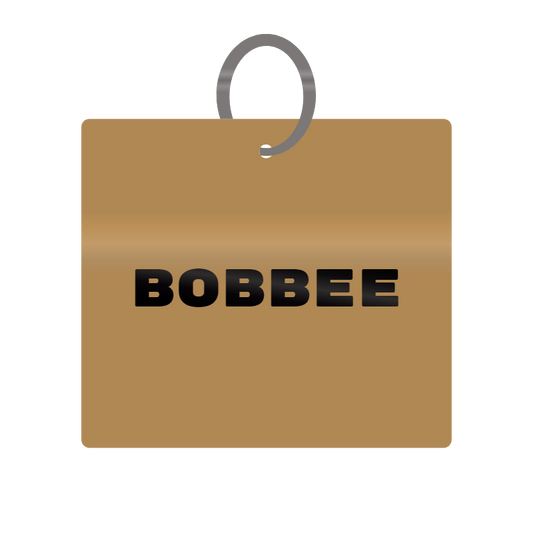 Bobbee Engraved on Keychain in MDF 4cm x 4cm x 3mm