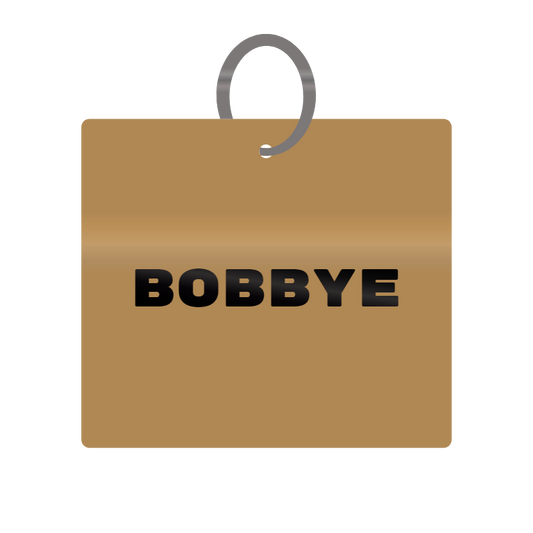 Bobbye Engraved on Keychain in MDF 4cm x 4cm x 3mm