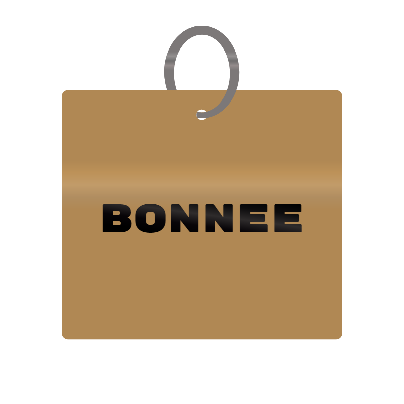 Bonnee Engraved on Keychain in MDF 4cm x 4cm x 3mm