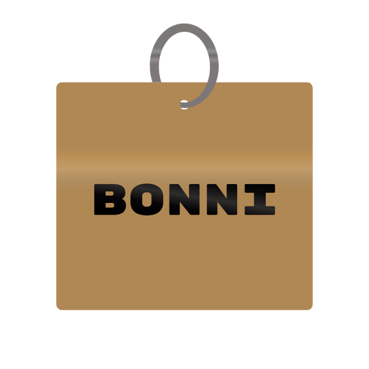 Bonni Engraved on Keychain in MDF 4cm x 4cm x 3mm