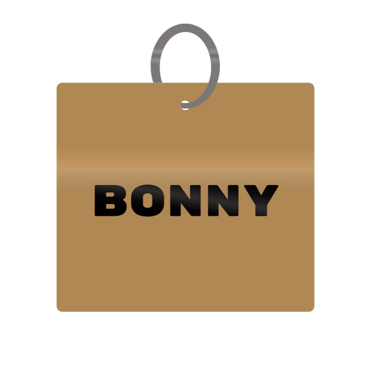 Bonny Engraved on Keychain in MDF 4cm x 4cm x 3mm