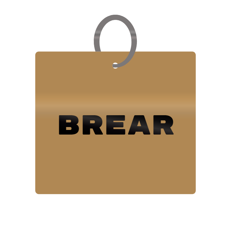 Brear Engraved on Keychain in MDF 4cm x 4cm x 3mm