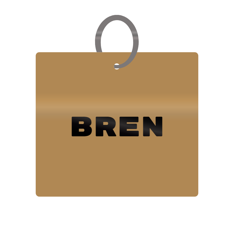 Bren Engraved on Keychain in MDF 4cm x 4cm x 3mm