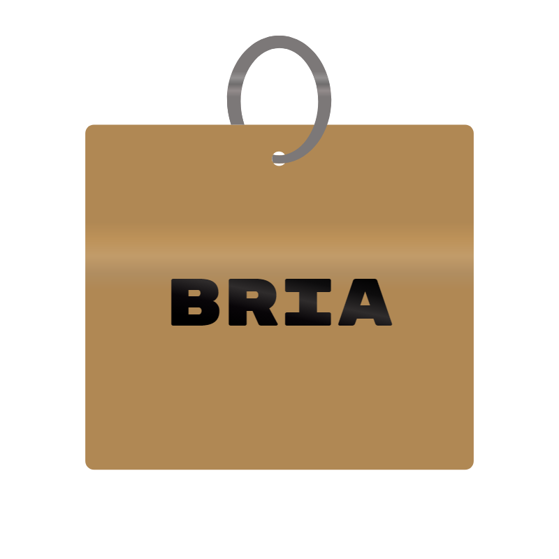 Bria Engraved on Keychain in MDF 4cm x 4cm x 3mm