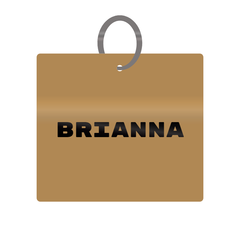 Brianna Engraved on Keychain in MDF 4cm x 4cm x 3mm