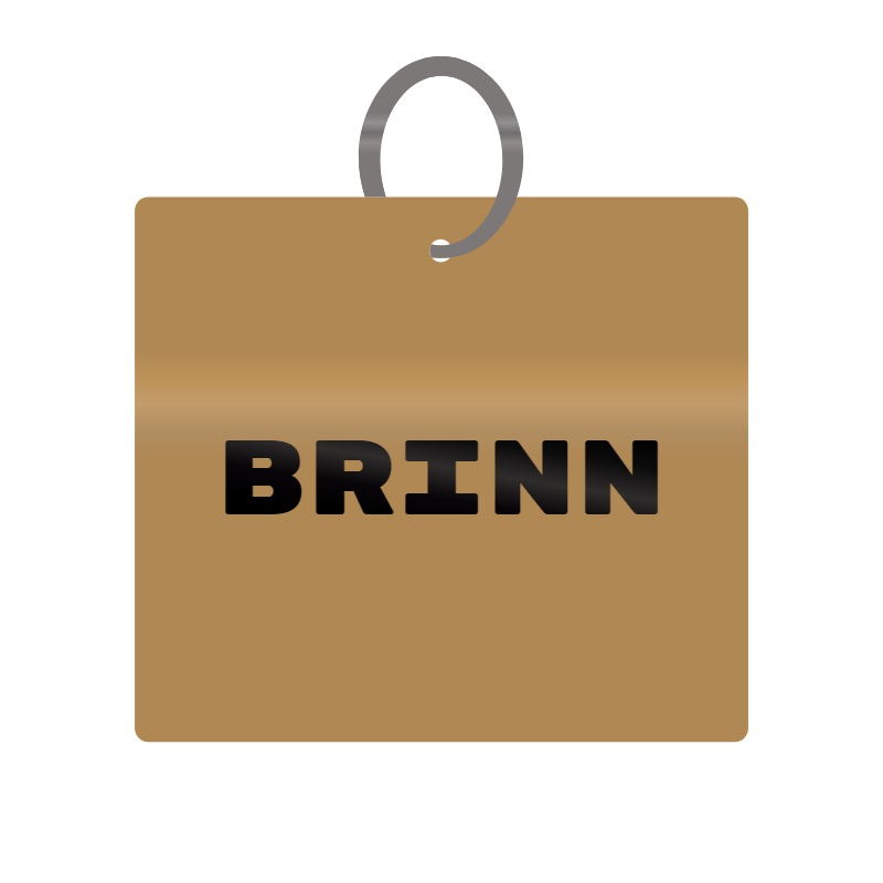 Brinn Engraved on Keychain in MDF 4cm x 4cm x 3mm