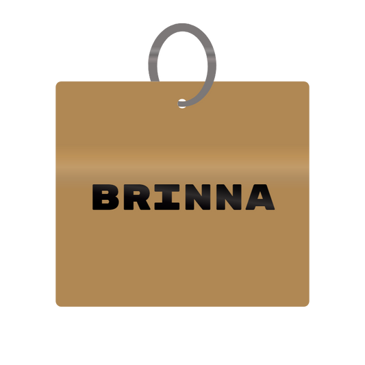 Brinna Engraved on Keychain in MDF 4cm x 4cm x 3mm