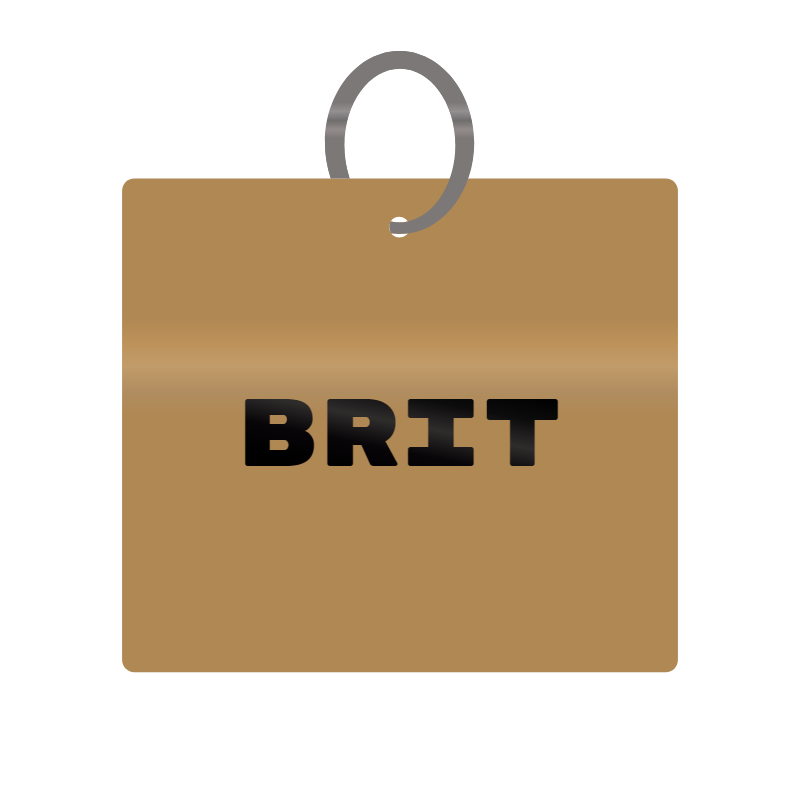 Brit Engraved on Keychain in MDF 4cm x 4cm x 3mm