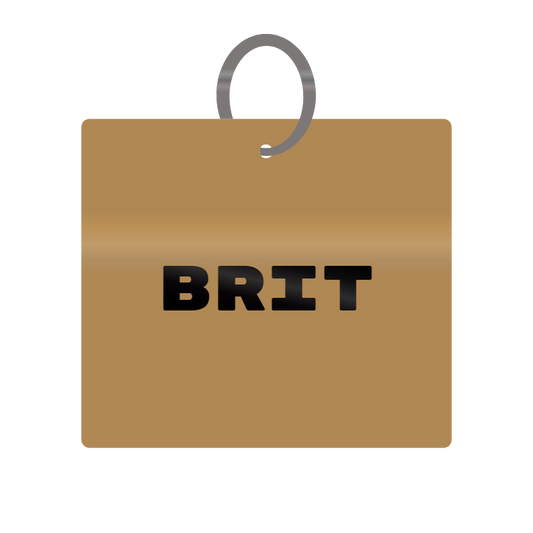 Brit Engraved on Keychain in MDF 4cm x 4cm x 3mm