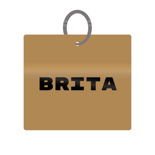 Brita Engraved on Keychain in MDF 4cm x 4cm x 3mm