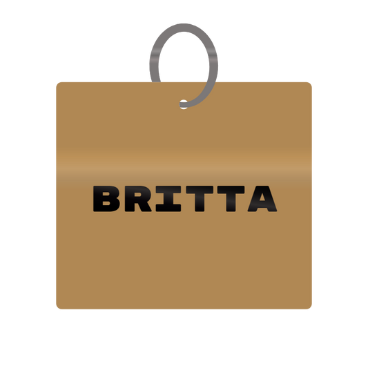 Britta Engraved on Keychain in MDF 4cm x 4cm x 3mm