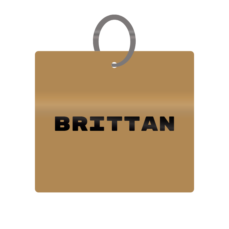 Brittan Engraved on Keychain in MDF 4cm x 4cm x 3mm