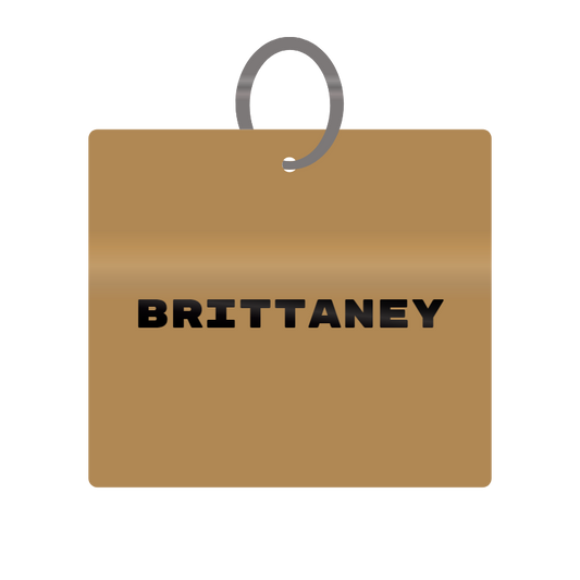 Brittaney Engraved on Keychain in MDF 4cm x 4cm x 3mm