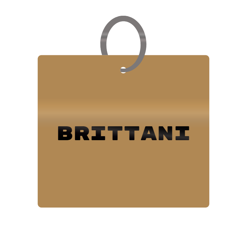 Brittani Engraved on Keychain in MDF 4cm x 4cm x 3mm