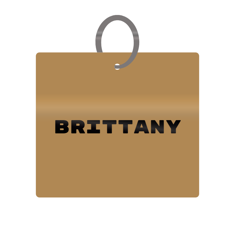 Brittany Engraved on Keychain in MDF 4cm x 4cm x 3mm