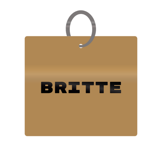 Britte Engraved on Keychain in MDF 4cm x 4cm x 3mm