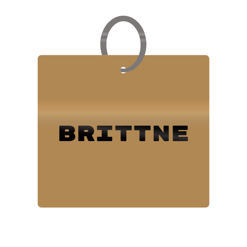 Brittne Engraved on Keychain in MDF 4cm x 4cm x 3mm