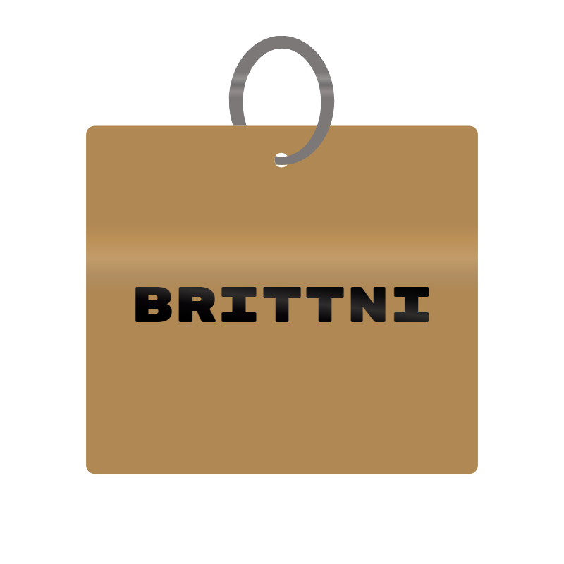 Brittni Engraved on Keychain in MDF 4cm x 4cm x 3mm