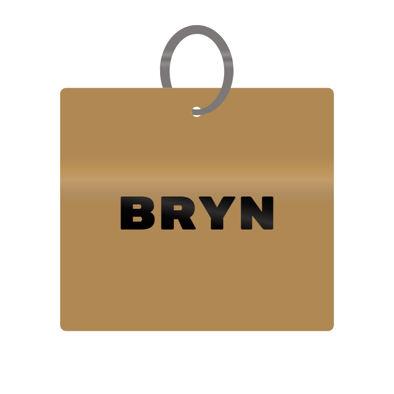 Bryn Engraved on Keychain in MDF 4cm x 4cm x 3mm