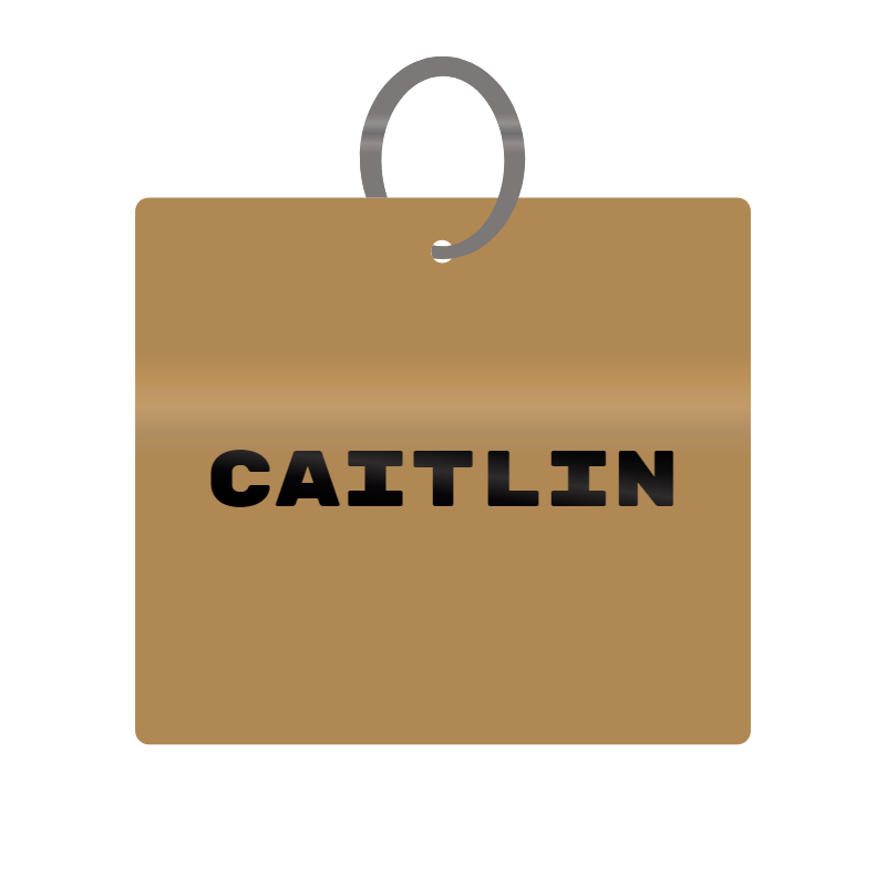 Caitlin Engraved on Keychain in MDF 4cm x 4cm x 3mm