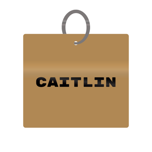 Caitlin Engraved on Keychain in MDF 4cm x 4cm x 3mm