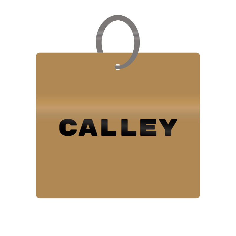 Calley Engraved on Keychain in MDF 4cm x 4cm x 3mm