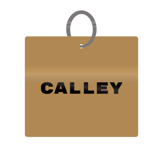 Calley Engraved on Keychain in MDF 4cm x 4cm x 3mm