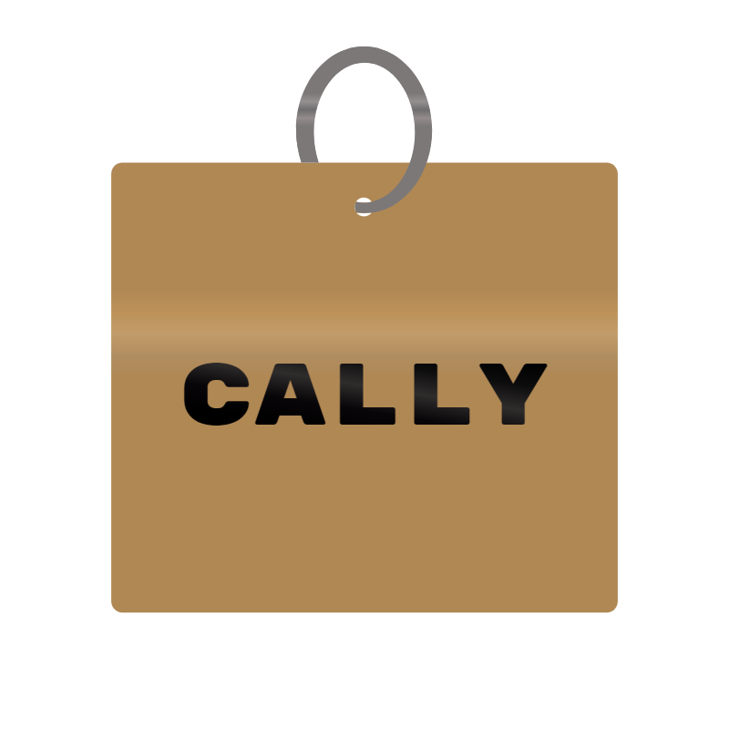 Cally Engraved on Keychain in MDF 4cm x 4cm x 3mm