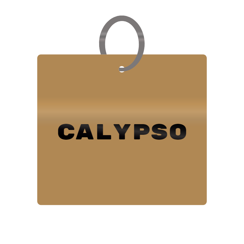 Calypso Engraved on Keychain in MDF 4cm x 4cm x 3mm