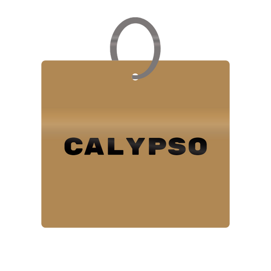 Calypso Engraved on Keychain in MDF 4cm x 4cm x 3mm