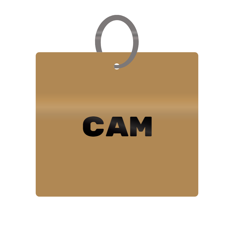 Cam Engraved on Keychain in MDF 4cm x 4cm x 3mm