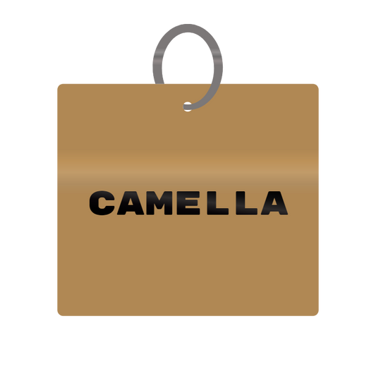 Camella Engraved on Keychain in MDF 4cm x 4cm x 3mm