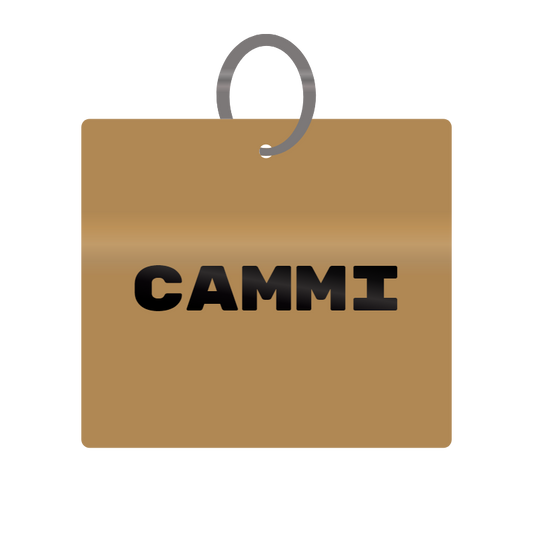 Cammi Engraved on Keychain in MDF 4cm x 4cm x 3mm