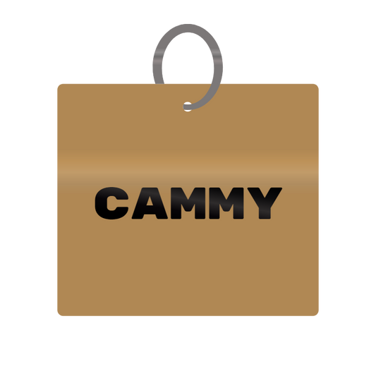 Cammy Engraved on Keychain in MDF 4cm x 4cm x 3mm