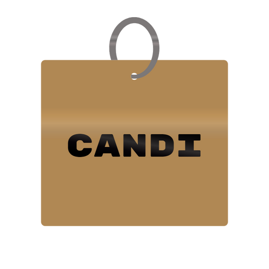 Candi Engraved on Keychain in MDF 4cm x 4cm x 3mm