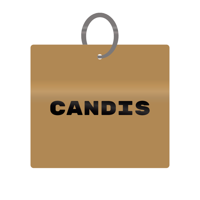 Candis Engraved on Keychain in MDF 4cm x 4cm x 3mm