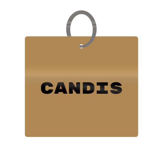 Candis Engraved on Keychain in MDF 4cm x 4cm x 3mm