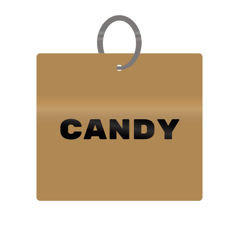 Candy Engraved on Keychain in MDF 4cm x 4cm x 3mm