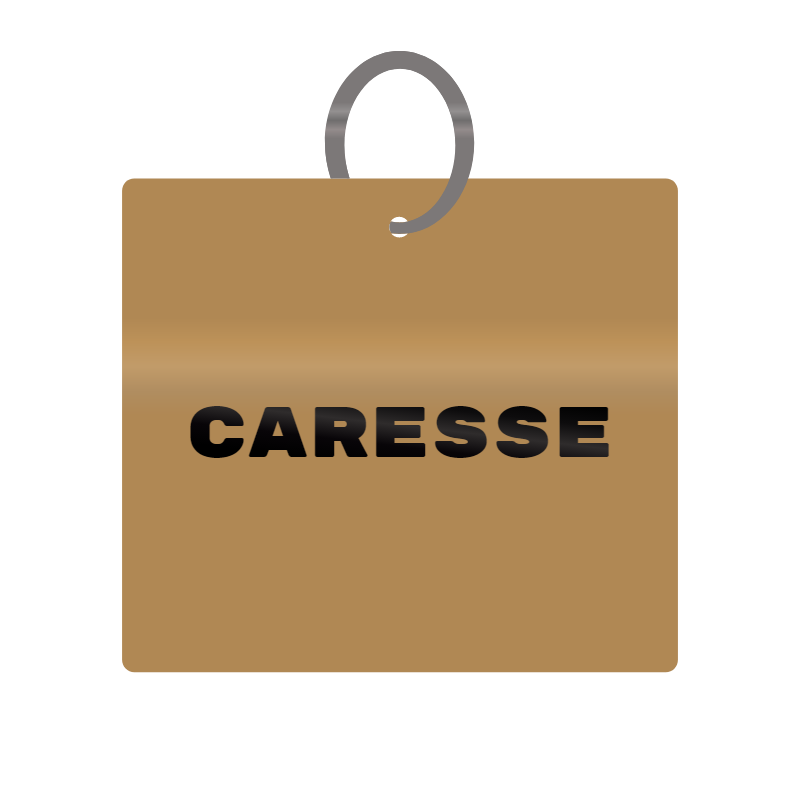 Caresse Engraved on Keychain in MDF 4cm x 4cm x 3mm