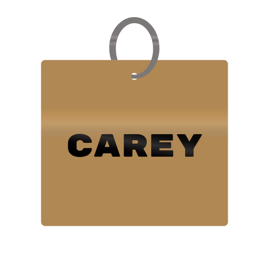 Carey Engraved on Keychain in MDF 4cm x 4cm x 3mm