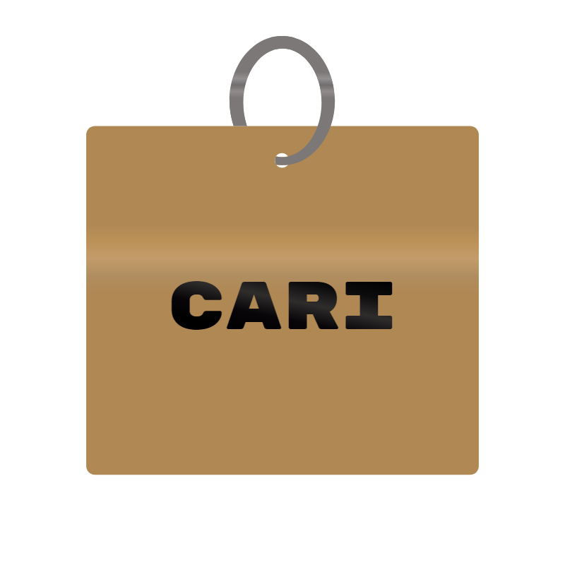 Cari Engraved on Keychain in MDF 4cm x 4cm x 3mm