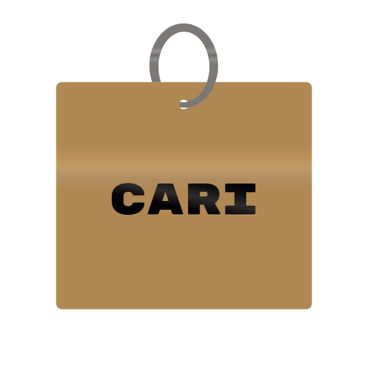 Cari Engraved on Keychain in MDF 4cm x 4cm x 3mm