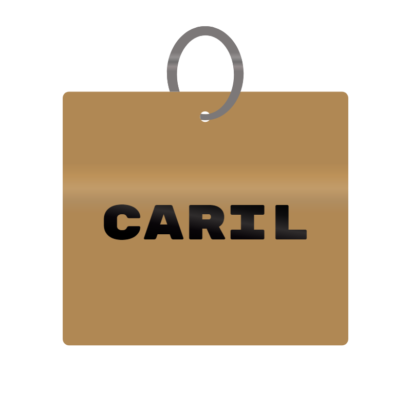 Caril Engraved on Keychain in MDF 4cm x 4cm x 3mm