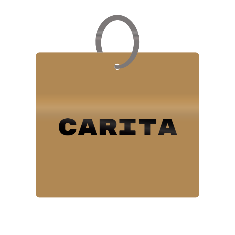 Carita Engraved on Keychain in MDF 4cm x 4cm x 3mm