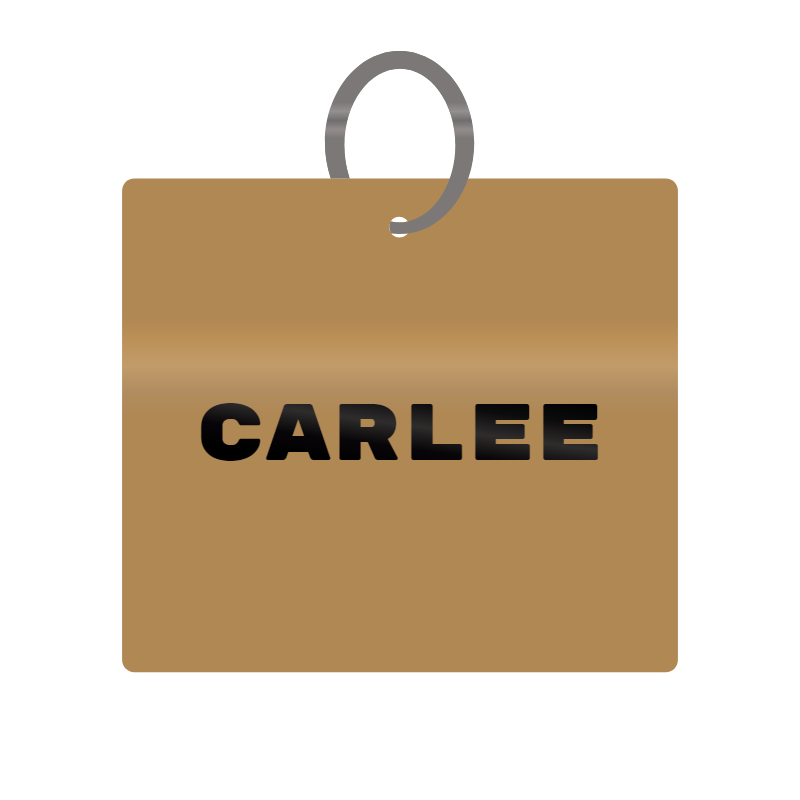 Carlee Engraved on Keychain in MDF 4cm x 4cm x 3mm